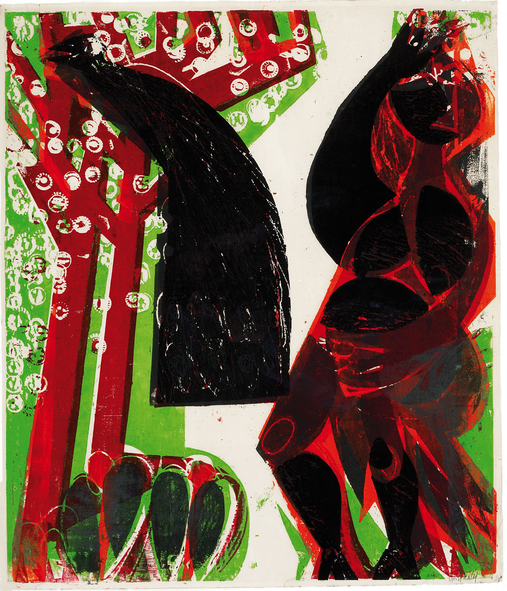 HAP Grieshaber, Die Frau mit dem Pfau, 1963