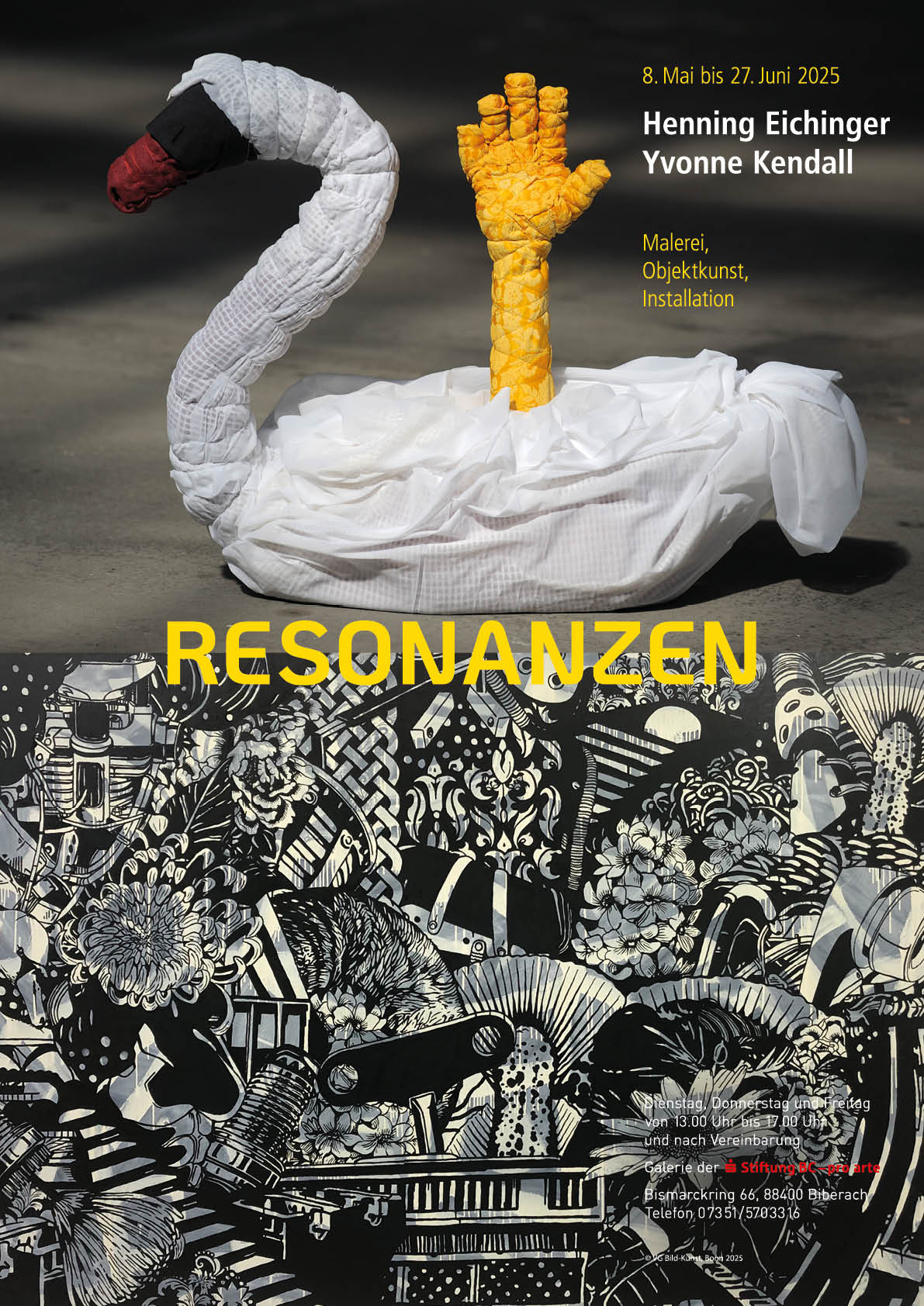 Plakat der Ausstellung Resonanzen. Henning Eichinger, Yvonne Kendall.